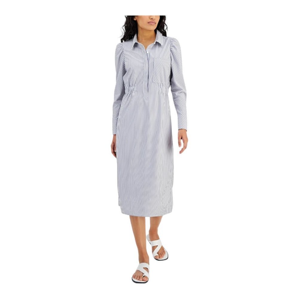 Alfani Women's Striped Shirt Dress Large L Modest office